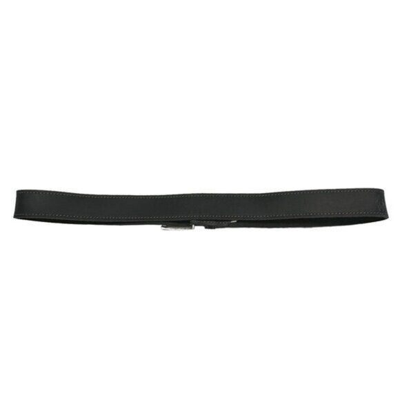 Buckle Men's 43"-47" Waist Belt Black Leather Casual Contrast Trim Silver Tone - Picture 5 of 6